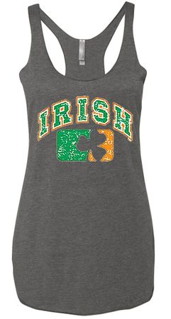 Ladies Tanktop Distressed Irish Shamrock Tri Blend Racerback Tank Top