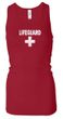 Ladies Tanktop Distressed Lifeguard Longer Length Racerback Tank Top