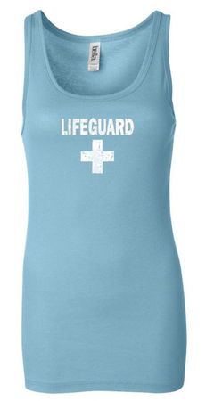 Ladies Tanktop Distressed Lifeguard Longer Length Tank Top