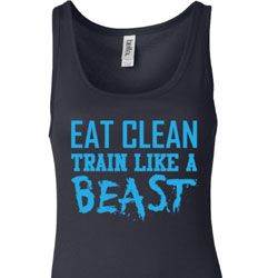 Ladies Tanktop Eat Clean Train Like a Beast Longer Length Tank Top