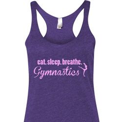 Ladies Tanktop Eat Sleep Breathe Gymnastics Tri Blend Racerback Tank