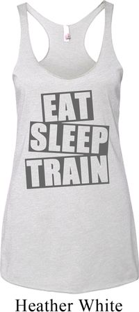Ladies Tanktop Eat Sleep Train Tri Blend Racerback Tank Top