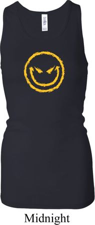 Ladies Tanktop Evil Smiley Face Longer Length Racerback Tank Top