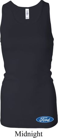 Ladies Tanktop Ford Oval Bottom Print Longer Length Racerback Tank Top