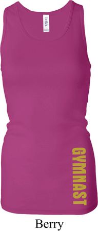 Ladies Tanktop Gold Gymnast Bottom Print Longer Length Racerback Tank