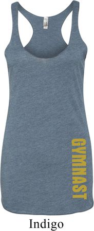 Ladies Tanktop Gold Gymnast Bottom Print Tri Blend Racerback Tank Top