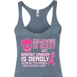 Ladies Tanktop Halloween Cancer Deadly Tri Blend Racerback Tank Top