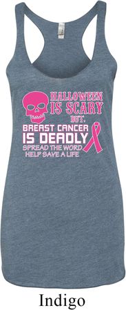 Ladies Tanktop Halloween Cancer Deadly Tri Blend Racerback Tank Top