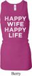 Ladies Tanktop Happy Wife Happy Life Longer Length Racerback Tank Top