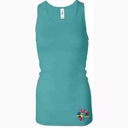 Ladies Tanktop Hippie Sun Patch Bottom Longer Length Racerback Tank