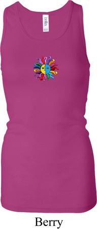 Ladies Tanktop Hippie Sun Patch Middle Longer Length Racerback Tank