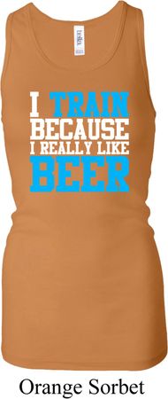 Ladies Tanktop I Train For Beer Longer Length Racerback Tank