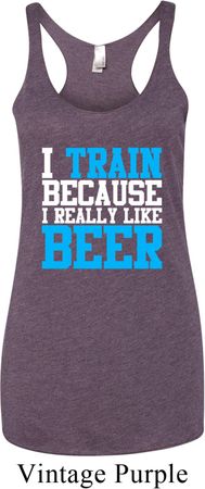 Ladies Tanktop I Train For Beer Tri Blend Racerback Tank Top