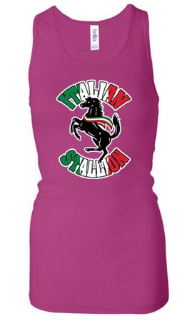 Ladies Tanktop Italian Stallion Longer Length Racerback Tank Top