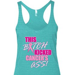 Ladies Tanktop Kicked Cancers Ass Tri Blend Racerback Tank Top