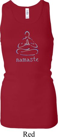 Ladies Tanktop Namaste Lotus Pose Longer Length Racerback Tank Top