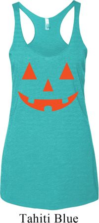 Ladies Tanktop Orange Jack O Lantern Tri Blend Racerback Tank Top