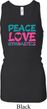 Ladies Tanktop Peace Love Gymnastics Longer Length Racerback Tank