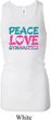 Ladies Tanktop Peace Love Gymnastics Longer Length Racerback Tank
