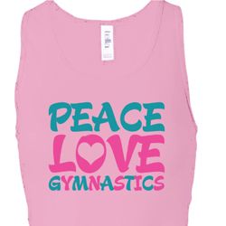 Ladies Tanktop Peace Love Gymnastics Longer Length Racerback Tank