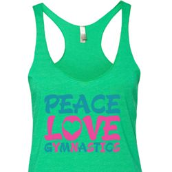 Ladies Tanktop Peace Love Gymnastics Tri Blend Racerback Tank Top