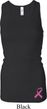 Ladies Tanktop Pink Ribbon Bottom Print Longer Length Racerback Tank