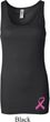 Ladies Tanktop Pink Ribbon Bottom Print Longer Length Tank Top