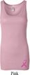 Ladies Tanktop Pink Ribbon Bottom Print Longer Length Tank Top