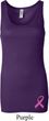 Ladies Tanktop Pink Ribbon Bottom Print Longer Length Tank Top