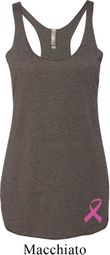 Ladies Tanktop Pink Ribbon Bottom Print Tri Blend Racerback Tank Top
