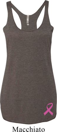 Ladies Tanktop Pink Ribbon Bottom Print Tri Blend Racerback Tank Top