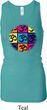 Ladies Tanktop Hippie Sun Patch Pocket Longer Length Racerback Tank