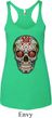 Ladies Tanktop Sugar Skull with Roses Tri Blend Racerback Tank Top