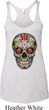 Ladies Tanktop Sugar Skull with Roses Tri Blend Racerback Tank Top