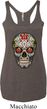 Ladies Tanktop Sugar Skull with Roses Tri Blend Racerback Tank Top