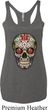Ladies Tanktop Sugar Skull with Roses Tri Blend Racerback Tank Top