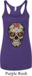 Ladies Tanktop Sugar Skull with Roses Tri Blend Racerback Tank Top