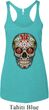 Ladies Tanktop Sugar Skull with Roses Tri Blend Racerback Tank Top
