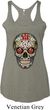 Ladies Tanktop Sugar Skull with Roses Tri Blend Racerback Tank Top
