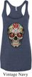 Ladies Tanktop Sugar Skull with Roses Tri Blend Racerback Tank Top