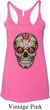 Ladies Tanktop Sugar Skull with Roses Tri Blend Racerback Tank Top