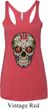 Ladies Tanktop Sugar Skull with Roses Tri Blend Racerback Tank Top