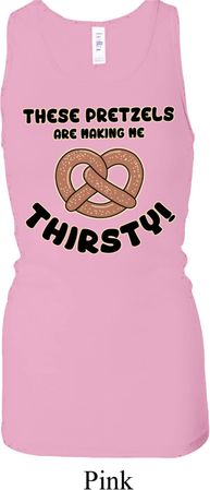 Ladies Tanktop Thirsty Pretzels Longer Length Racerback Top
