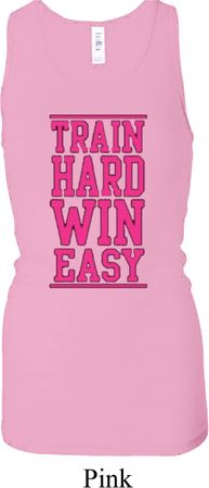 Ladies Tanktop Train Hard Win Easy Longer Length Racerback Tank Top