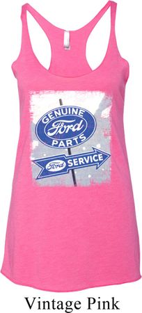 Ladies Tanktop Vintage Sign Genuine Ford Tri Blend Racerback Tank Top