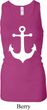 Ladies Tanktop White Anchor Longer Length Racerback Tank