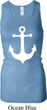 Ladies Tanktop White Anchor Longer Length Racerback Tank
