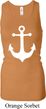 Ladies Tanktop White Anchor Longer Length Racerback Tank