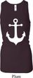 Ladies Tanktop White Anchor Longer Length Racerback Tank