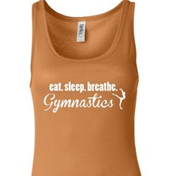 Ladies Tanktop White Eat Sleep Breathe Gymnastics Longer Length Tank